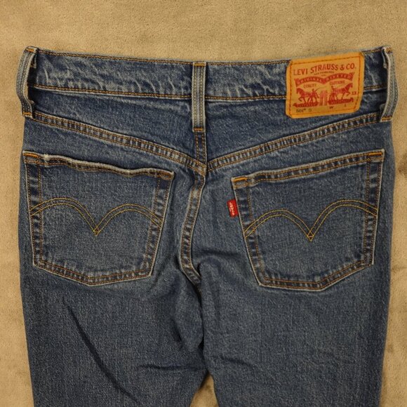 Levi's jeans 501 skinny women's 25 blue denim button fly red tab - Picture 10 of 15